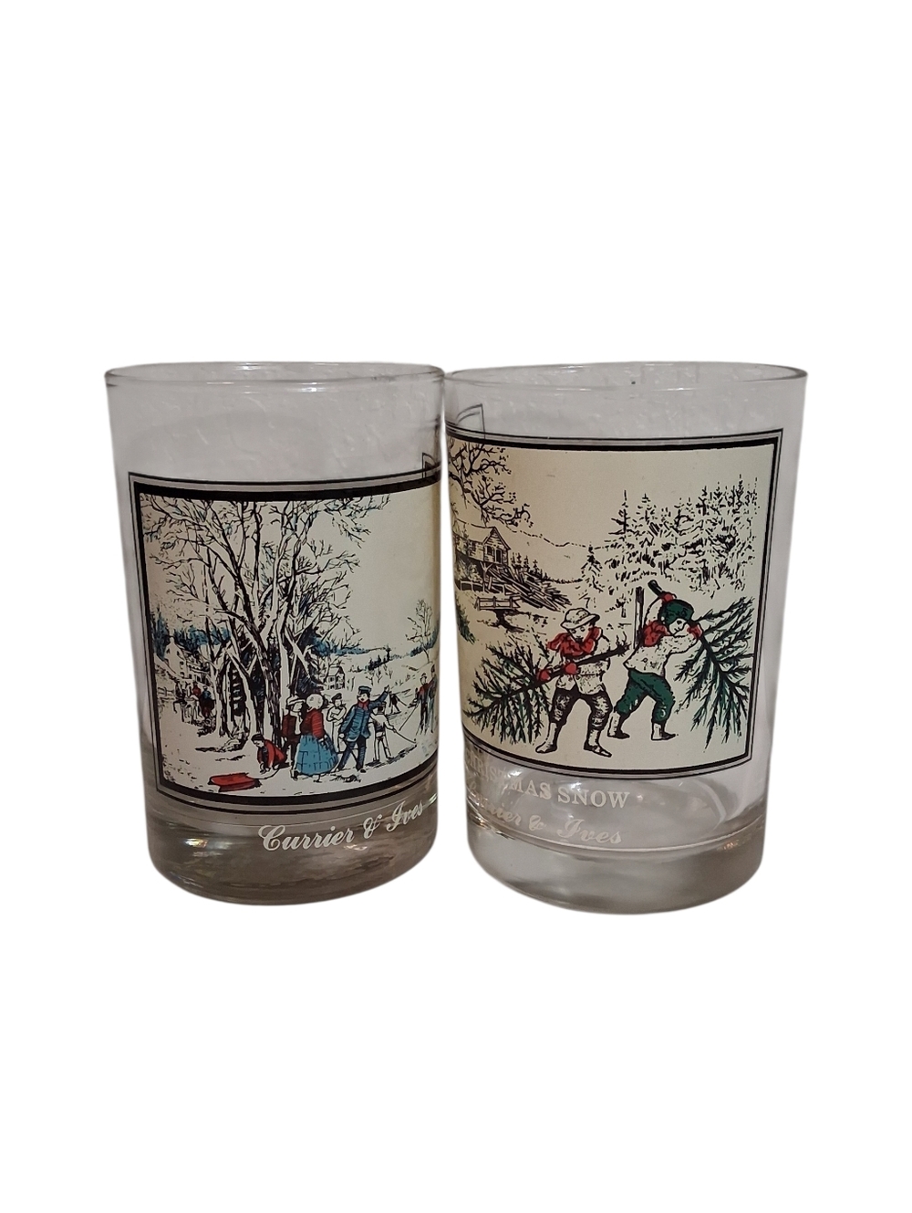 Vintage | Arby’s Currier & Ives | Winter Tumbler Glasses Set of 2 | 1978